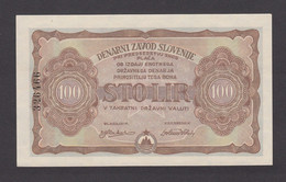 100 LIR  1944 PARTIZANSKI DENAR  DENARNI ZAVOD SLOVENIJE  WWII SLOVENIAN BANKNOTE - Slovénie