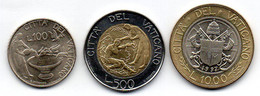 VATICANO, Set Of Three Coins 100, 500, 1000 Lire, Copper-Nickel, Bimetallic, Year 1997, KM #283, 285, 286 - Vatikan