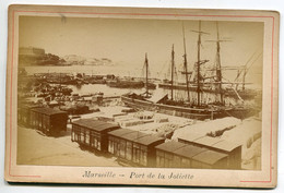 PHOTO CABINET 006 MARSEILLE Port De La Joliette Beaux Voiliers Trooits Mats Wagons Trains Marchandises   Fin XIX Em - Old (before 1900)