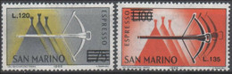 San Marino, 1965, Espressi, Francobolli Balestra Con Valori Soprastampati, Serie Completa, MNH** - Eilpost