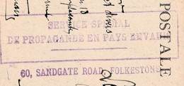 Kaart BLP 5 Met RR "Service Spécial De Propagande En Pays Envahis/ 60, Sandgate Road Folkestone" - Army: Belgium