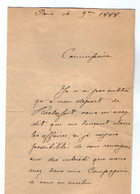 VP19.565 - 1888 - Lettre De Mr R. De BERCEGOL à PARIS Pour Mr SENNE - DESJARDINS Commissaire De La Marine - Manuscripts