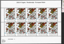 Nederland  2022-4  Vogels Birds; Roodborstje  Winter Robin   Vel-sheetlet  Postfris/mnh/neuf - Neufs