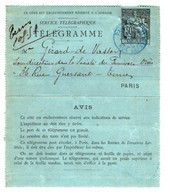TB 3492 - PARIS 18?? - Entier Postal  / Carte - Lettre Télégramme Pour Mr GIRARD De VASSON - Tarjetas Cartas