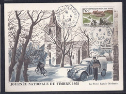 Carte Federale Journee Du Timbre 1958 2 Cv Montier En Der Haute Marne - Covers & Documents