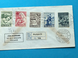 Reykjavík Ísland 1944-... Lýðveldið 1949 Bréf R. Skráð Skjal-☛Utgafudagur-☛Frímerki Evrópu-☛ Intramuros-registered-recom - Cartas & Documentos