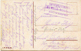 BELGIQUE - CACHET RECTANGULAIRE BRIEFSTEMPEL MIL. EISENB. ANTWERPEN SUR CARTE POSTALE, 1917 - Armée Allemande