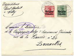 BELGIQUE - COB OC 2+3 BASSILLY + CENSURE DE BRUSSEL SUR LETTRE, 1916 - Armée Allemande