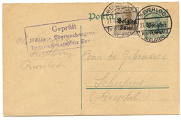 BELGIQUE - COB OC 11 SUR ENTIER 5 CENT OCCUPATION BEVERLOO TRUPPENPLATZ + CENSURE BEVERLOO, 1916 - Armada Alemana