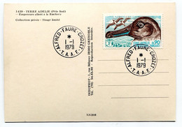 RC 22843 TAAF N° 72 ALBATROS OBL. ALFRED FAURE CORZET SUR CARTE MANCHOTS EMEREURS - Cartas & Documentos