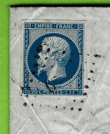 1859 TIMBRE EMPIRE Belle Découpe Belle Teinte Sur LAC Evron (Mayenne) P.c. 1229  Pour Doré Et Chevé Le Mans Via Paris - 1849-1876: Klassieke Periode