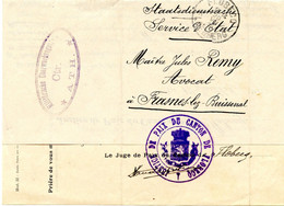 BELGIQUE - SIMPLE CERCLE FLOBECQ + CENSURE ATH SUR LETTRE DE SERVICE EN FRANCHISE, 1916 - Army: German