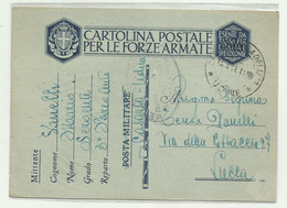 CARTOLINA FORZE ARMATE - 3 PARCO AUTO, CASARSA UDINE 1941 - Entero Postal