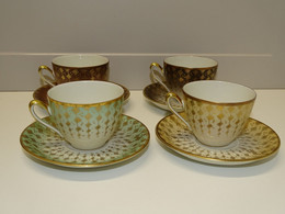 * 4 TASSES & SOUCOUPES PORCELAINE FINE BAVARIA ESCHENBACH GERMANY 4 COULEURS  E - Eschenbach (DEU)