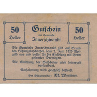 Billet, Autriche, Innerchwandt, 50 Heller, Fleuve, 1920, SUP, Mehl:FS 408 - Austria