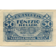Billet, Autriche, Wels, 50 Heller, Rue, 1920, SPL, Mehl:FS 1167 - Austria