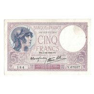 France, 5 Francs, Violet, 1940, V.67037, TTB+, Fayette:04.16, KM:83 - 5 F 1917-1940 ''Violet''