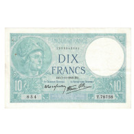 France, 10 Francs, Minerve, 1940, T.78758, SUP, Fayette:7.19, KM:84 - 10 F 1916-1942 ''Minerve''