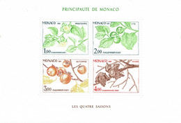 Monaco, Les Quatre Saisons Du Plaqueminier, 1981, **, TB Un Bloc De 4 Timbres - Blocks & Sheetlets