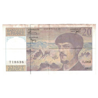 France, 20 Francs, Debussy, 1997, O.062, TTB, Fayette:66ter.02A62, KM:151i - 20 F 1980-1997 ''Debussy''