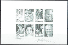 Martin Mörck.  Denmark 2008.  Personalities. .Michel 1505 - 1508 BLACKPRINT.  LIMITED EDITION. Signed. - Probe- Und Nachdrucke