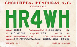 QSL Card Radio Amateur HR4WH Choluteca  Mapa Honduras Map Carte Geographique 1956 - Honduras