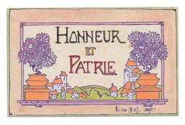Carte Belgique Fait Par Poilus, Militaire Au Front En1917, Région Flamande, "Honneur Et Patrie" 2 Scannes, - Patriotic