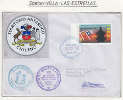 Chile 1999 Cover + Label Ca "Villa Las Estrellas" Ca Base Frei 28 OCT 1999 (BC157) - Basi Scientifiche