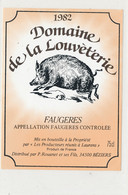 AN 1896 / ETIQUETTE      DOMAINE DE LA LOUVETERIE  FAUGERES SANGLIER - Languedoc-Roussillon