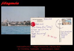 EUROPA. TURQUÍA. ENTEROS POSTALES. TARJETA POSTAL CIRCULADA 2017. ALTINORDU. TURQUÍA-CIENFUEGOS. CUBA. ARQUEOLOGÍA - Storia Postale