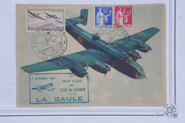 AH10 FRANCE BELLE CARTE   1947  IER GALOP D ESSAI TOUR DU CADRAN LA BAULE  POUR NANTES ++SURCHARGES  +++AFF. PLAISANT - 1960-.... Brieven & Documenten