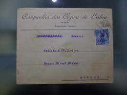 D.MANUEL II C/SOB.CARGA REPÚBLICA - COMPANHIA DAS AGUAS DE LISBOA - Storia Postale