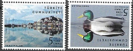 TURKEY, 2022, MNH, REFLECTIONS, BIRDS, DUCKS, BOATS, 2v - Entenvögel