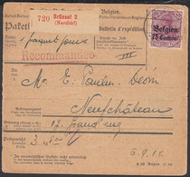 Belgique 1918 - Bulletin D'Expédition à Destination Neufchâteau-Guerre 14-18.........   (DD DC-10740 - [OC38/54] Belg. Bez. In Duit.