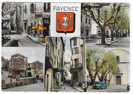 CPSM MULTIVUES COLORISEE FAYENCE, RESTAURANT, PEUGEOT 203, VAR 83 - Fayence