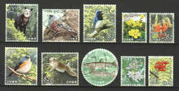 JAPAN 2019 NATURAL MONUMENTS SERIES 4TH ISSUE (SARUTOBI GORGE) SET OF 10 STAMPS BIRDS, FLOWER, ANIMAL (**) - Gebraucht