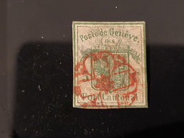 Genfer Ausschnitt+Attest, SBK 07 Fr. 5'000.-- - 1843-1852 Federal & Cantonal Stamps