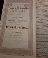 S.A. De Chemins De Fer Economiques En Catalogne - Action De 100 Frs - Bruxelles 1905. - Ferrovie & Tranvie