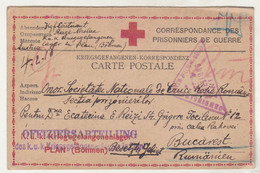 WW I 1917 POW Red Cross Postcard Circulated From Plan Bohemia To Bucharest - Oorlog 1914-18