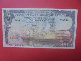 CONGO BELGE 500 FRANCS 1-11-57 Circuler (L.1) - Bank Belg. Kongo
