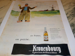 ANCIENNE  PUBLICITE BIERE EN HOLLANDE KRONENBOURG 1959 - Alcools