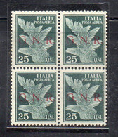 Q340A - GNR REPUBBLICA SOCIALE. , Posta Aerea N. 117/I (Brescia 1° Tipo) QUARTINA *** MNH . Firma RAYBAUDI - Posta Aerea