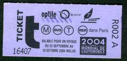 Métro - RATP - Mondial De L'automobile En 2004 - Europe