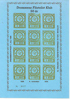 Norway Drammen - 1976 Souvenir Sheet With Newprint Of Drammen Bypost 1888, Issued For Drammen Philately Club 50 Year - Lokale Uitgaven