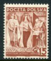 POLAND 1939  King Jagiello 15 Gr. Definitive.MNH / **.  Michel 355 - Nuevos