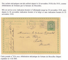 BRUXELLES DEPART  OBLITERATION DE FORTUNE MECANIQUE DE BRUXELLES LE 4 MARS 1919 - Fortune Cancels (1919)