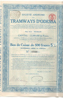 S.A. Des Tramways D'Odessa - Bon De Caisse De 500 Frs. 5 % - Bruxelles - 15 Juin 1917. - Bahnwesen & Tramways