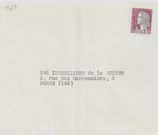 TYPE MARIANNE DE DECARIS N° 1263 SEUL SUR LETTRE AFFRANCHIE PAR AVANCE DES ETS IMMOBILIERE DE LA MUETTE - 1960 Marianne (Decaris)