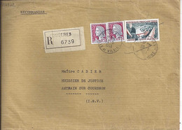 TYPE MARIANNE DE DECARIS N° 1263x2 + COMPL. SUR LETTRE RECOMMANDEE DE FOUGERES / 30.5.1963 - 1960 Marianne (Decaris)