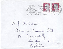 TYPE MARIANNE DE DECARIS N° 1263x2 SUR L. DIVERSES DE 1962 POUR L'ANGLETERRE - 1960 Marianne De Decaris